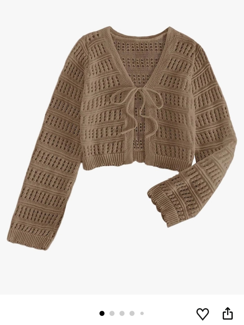 Knit Tie-Front Cropped Sweater Cardigan - Taupe